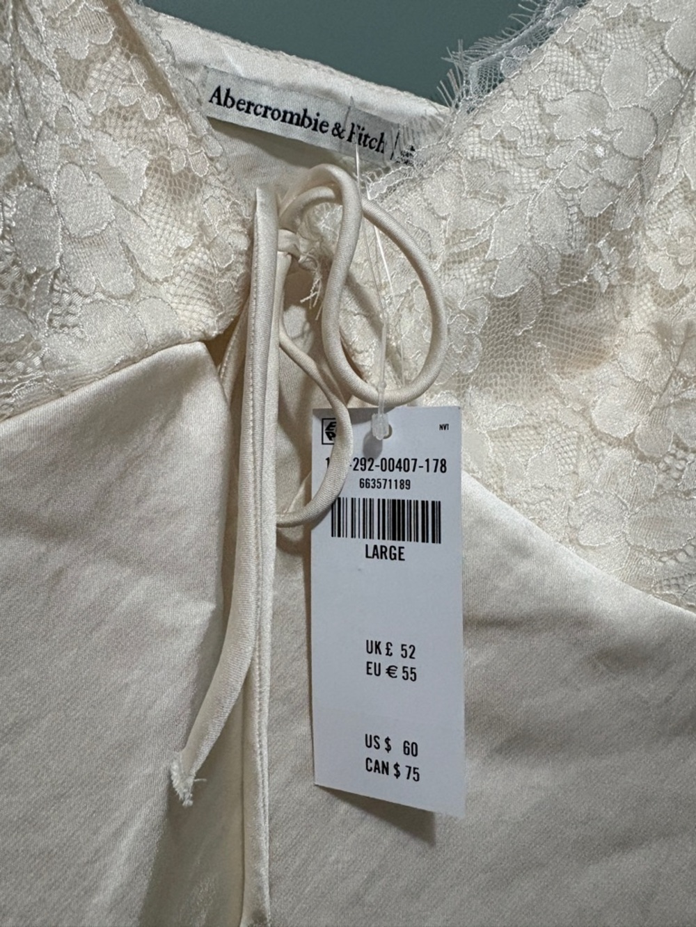 Abercrombie & Fitch Ivory Lace-Trim Satin Cami - Picture 3 of 3